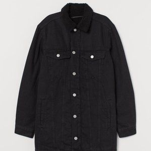 H&M Long Oversized Black Denim Jacket